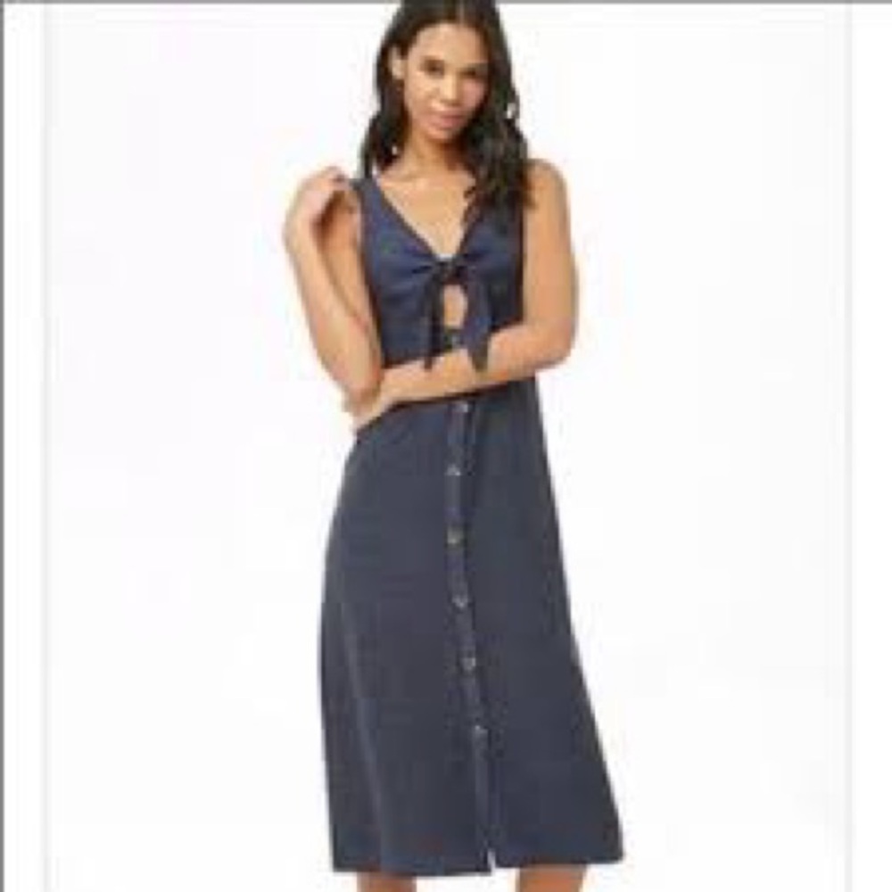 Blue Blush Navy Button-Down Midi Dress